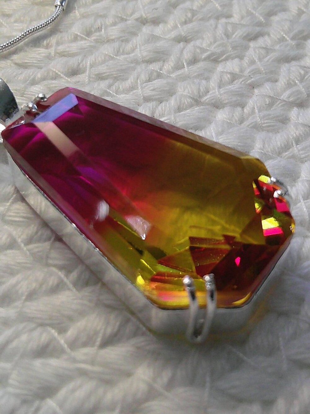 Gorgeous PINK & YELLOW BI-COLOR TOURMALINE Handmade Sterling 925 Necklace #701E